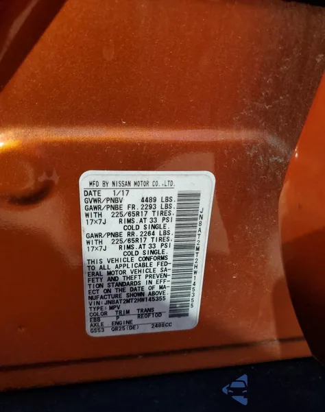 2017 Nissan Rogue S from USA, damaged, VIN JN8AT2MT2HW145355